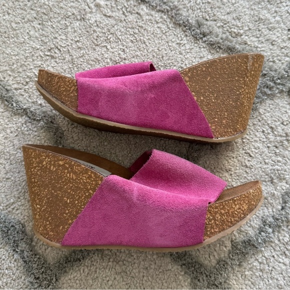 GREGORYS FSF Slip On Birk Bottom cork Wedge sandals pink fuschia suede 41 / 10 - Picture 3 of 14